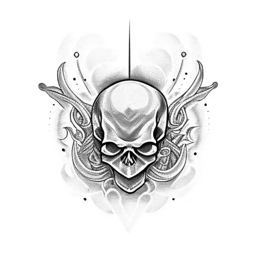skull and Hanya demons fire tattoo design idea