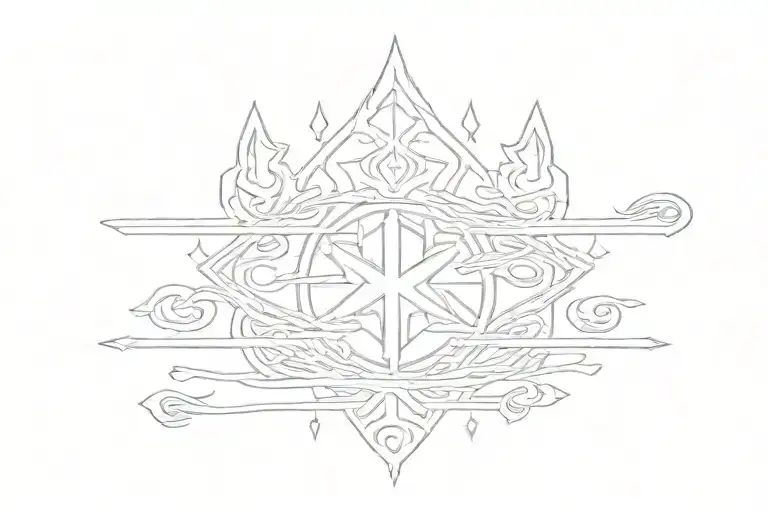 Cat's paw print from structural chemical formulas and Poseidon's trident tattoo design idea