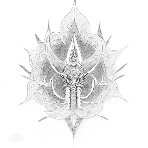 trishul damru & om tatoo tattoo design idea