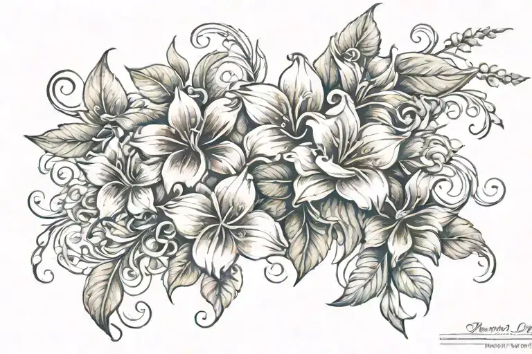 5 birth flower vine wrapping tattoo design idea