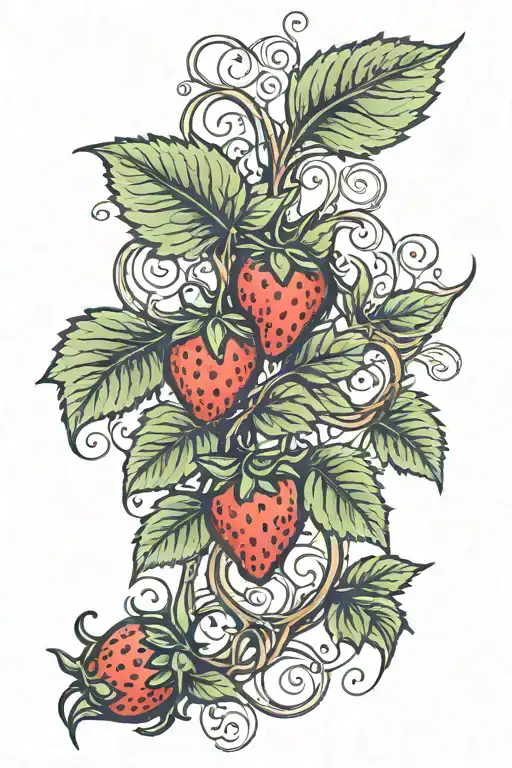strawberry vine wrapping tattoo design idea