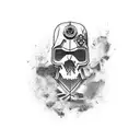 Create a tattoo design that captures the essence of the video game passion, incorporating elements from Call of Duty, Little Nightmares, and Fallout 4 tattoo design idea