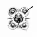 Create a tattoo design that captures the essence of the video game passion, incorporating elements from Call of Duty, Little Nightmares, and Fallout 4 tattoo design idea