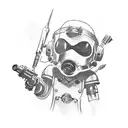 Create a tattoo design that captures the essence of the video game passion, incorporating elements from Call of Duty, Little Nightmares, and Fallout 4 tattoo design idea