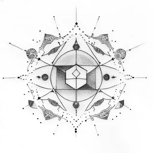 A dotwork tattoo of a constellation representing the client's zodiac sign, with lyrics from their favorite K-drama written in the background tattoo design idea