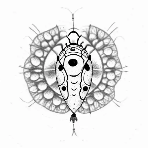 semi colon but top part is a lady bug and bottom part is a train tattoo design idea