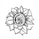 sunflower, rose, mountains, sea turtle tattoo design idea