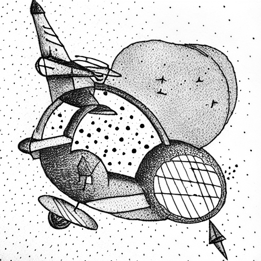Little prince in a Tiny plane style of Exupéry  tattoo design idea