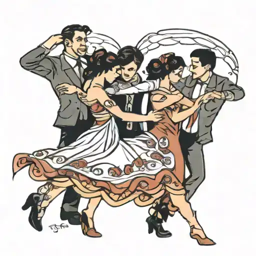 four people slow dancing  tattoo design idea