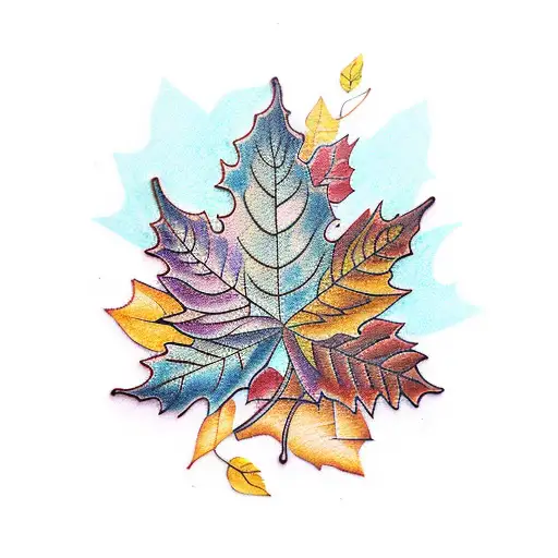 autumn leaf tattoo design idea