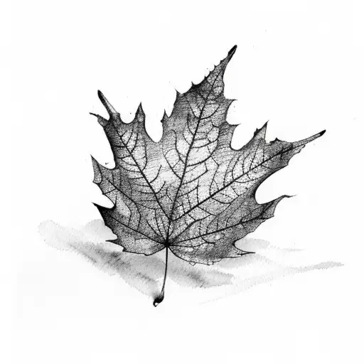 water color autumn leaf tattoo design idea