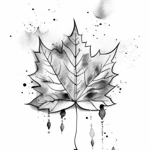 watercolor fall leaves tattoo design idea