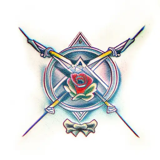 moderen Bow and arrow with effects tattoo design idea