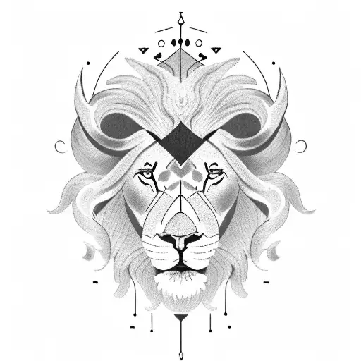 A minimalist design featuring a lion and ram symbolizing the zodiac signs with musical elements incorporated tattoo design idea