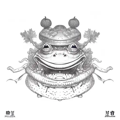 samurai frog with pumpkin hat tattoo design idea