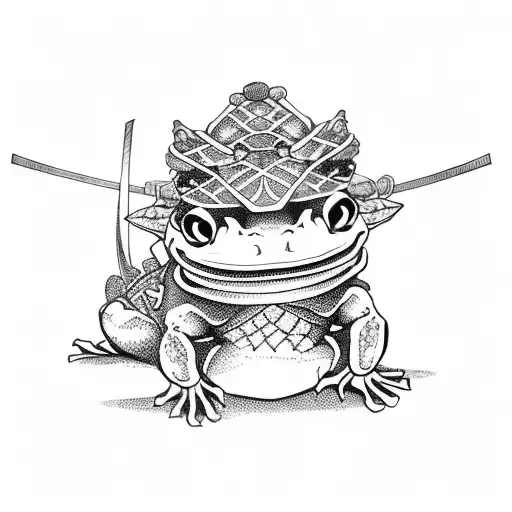 samurai frog with pumpkin hat tattoo design idea