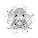 samurai frog with pumpkin hat tattoo design idea