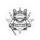 samurai frog with pumpkin hat tattoo design idea