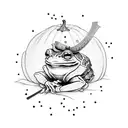 samurai frog with pumpkin hat tattoo design idea