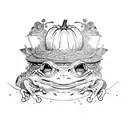 samurai frog with pumpkin hat tattoo design idea
