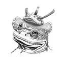 samurai frog with pumpkin hat tattoo design idea