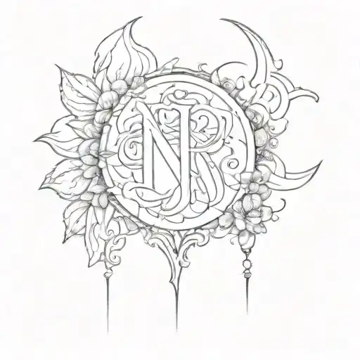 tatto with N and R tattoo design idea