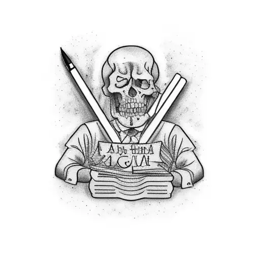 A tattoo design incorporating the words 'give me a paper and pen so i can write about my life of sin, a couple of bottles of gin in case i dont get in' in a creative font tattoo design idea