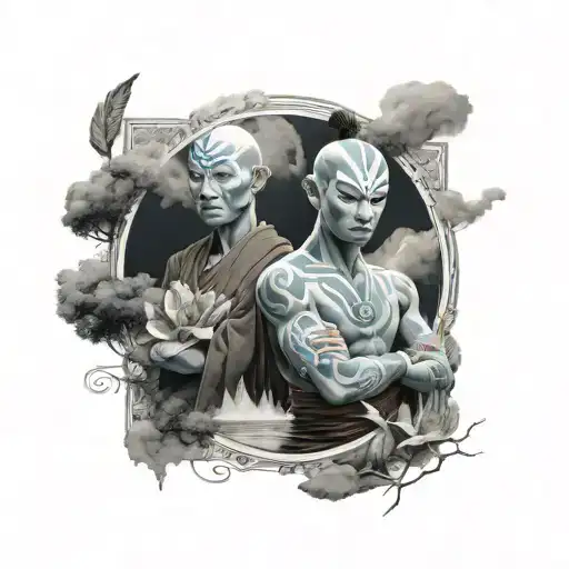 the last air bender spirit oasis with tui and la tattoo design idea