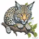 lynx on a tree growing tattoo design idea