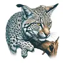 lynx on a tree growing tattoo design idea