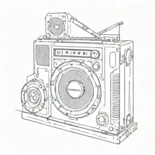 "8.0.8." in the form of a Tecsonic BoomBox speaker tattoo design idea