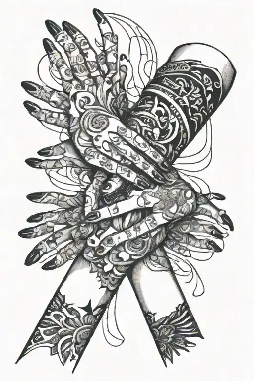 Lesbian hand choking tattoo design idea
