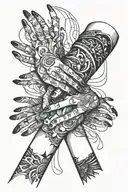 Lesbian hand choking tattoo design idea