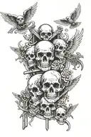 skulls, heaven vs hell, jail, guns, gangsters, love tattoo design idea