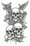 skulls, heaven vs hell, jail, guns, gangsters, love tattoo design idea