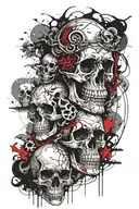 skulls , heaven vs hell, gangster, jail, love, pain tattoo design idea