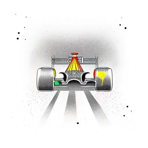 A minimalist tattoo of a Formula 1 car speeding through the Las Vegas strip tattoo design idea