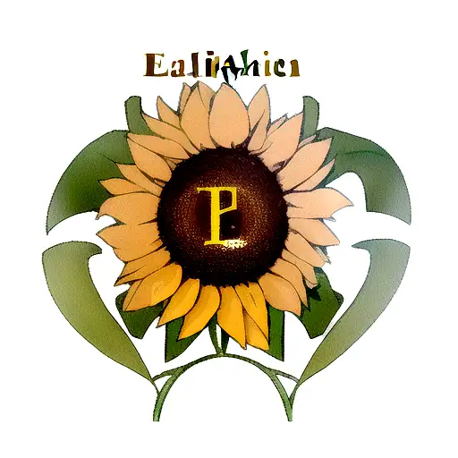 A realistic sunflower with the name Elizabeth subtly integrated into the stem tattoo design idea