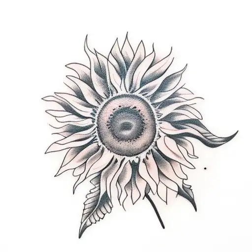 A realistic sunflower with the name Elizabeth subtly integrated into the stem tattoo design idea