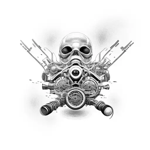 A surrealistic depiction of a motorcycle with melting wheels and binary code flowing out of the exhaust pipes tattoo design idea