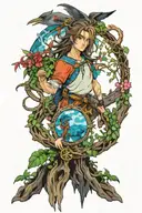 Final Fantasy X Macalania Forest mixed with the Doors of Durin from The Lord of the Rings tattoo design idea