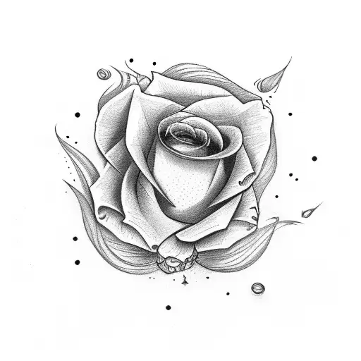 Roses from which an abstract phoenix rises tattoo design idea