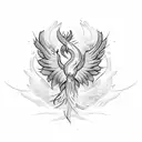 Roses from which an abstract phoenix rises tattoo design idea