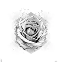 Roses from which an abstract phoenix rises tattoo design idea