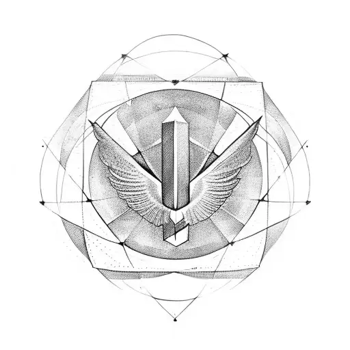 Nikola Tesla power circle and right eagle wing tattoo design idea