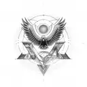 Nikola Tesla power circle and right eagle wing tattoo design idea