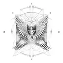 Nikola Tesla power circle and right eagle wing tattoo design idea