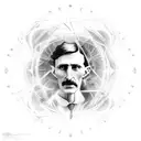 Nikola Tesla power circle woth right eagle wing tattoo design idea