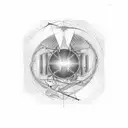 Nikola Tesla power circle woth right eagle wing tattoo design idea