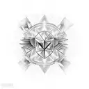 Nikola Tesla power circle woth right eagle wing tattoo design idea